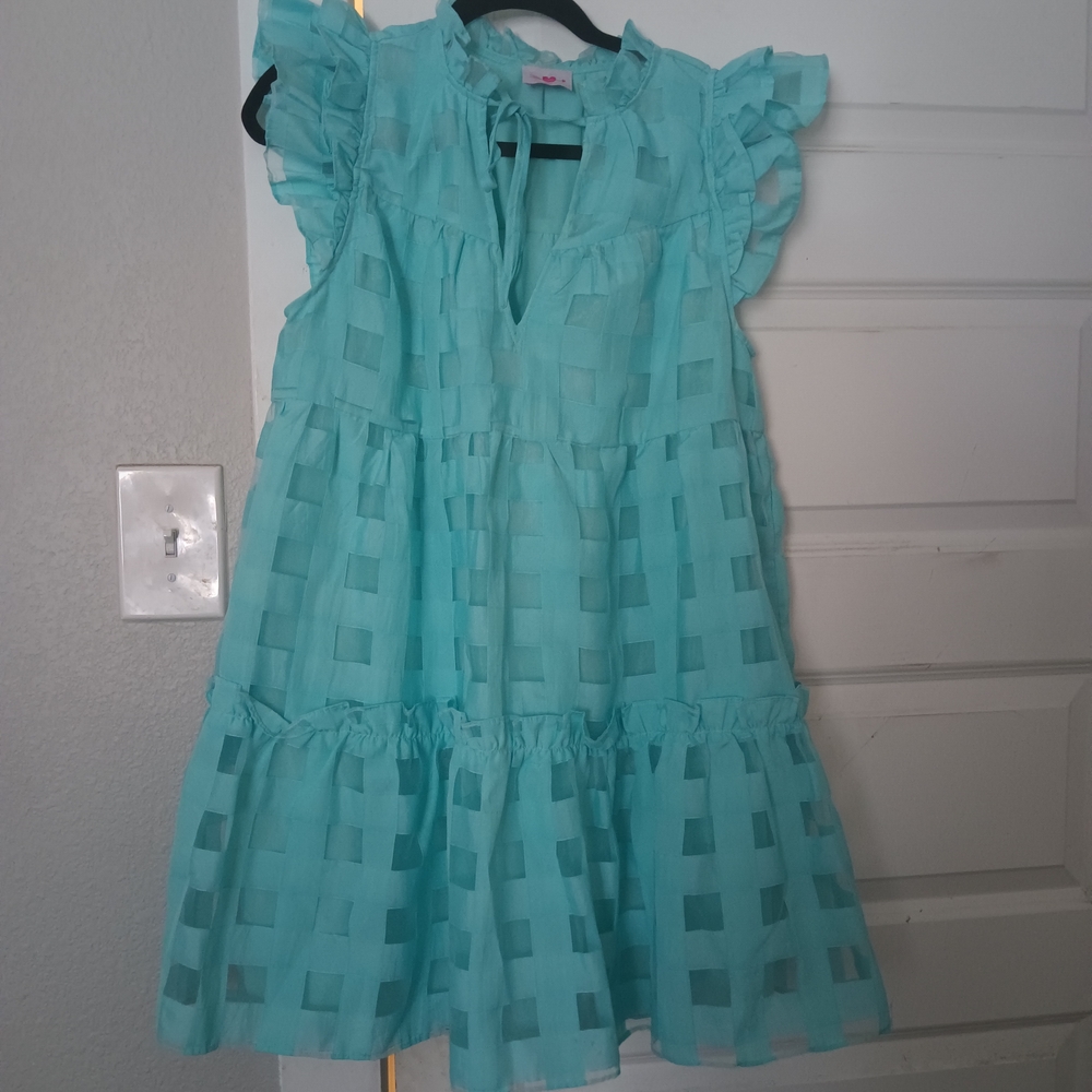 Buddy Love Turquoise Checkered Mini Dress